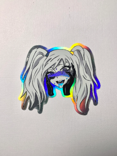 Holographic Tsuintēru Ahegao Sticker