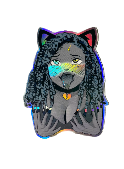 Holographic Neko Shitsuren Ahegao Sticker