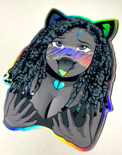 Holographic Neko Shitsuren Ahegao Sticker