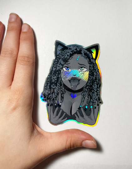 Holographic Neko Shitsuren Ahegao Sticker