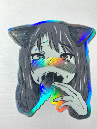 Holographic Inu Ahegao Sticker