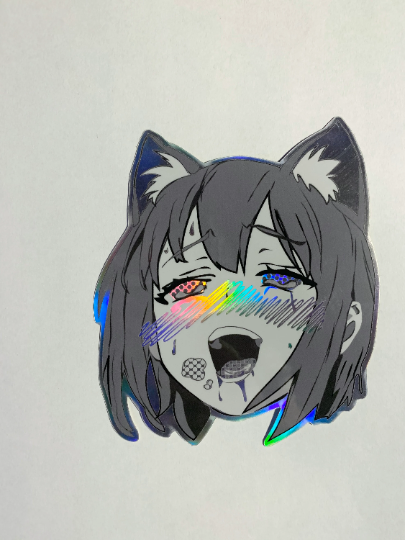 Holographic Neko Ahegao Sticker